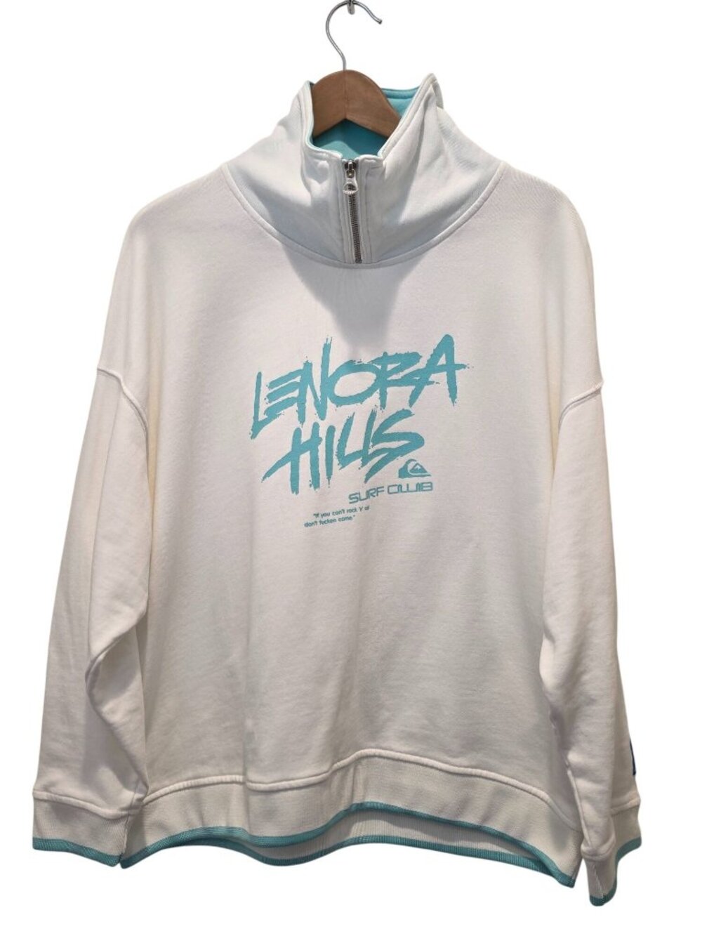 Stranger Things x Quiksilver Lenora Hills Surf Club White Half-Zip Sweatshirt M - Picture 1 of 8